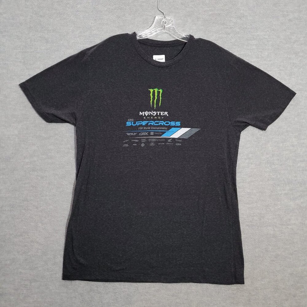 Monster Energy Men Shirt Large‎ Gray 2020 Supercross FIM Championship Season Tee